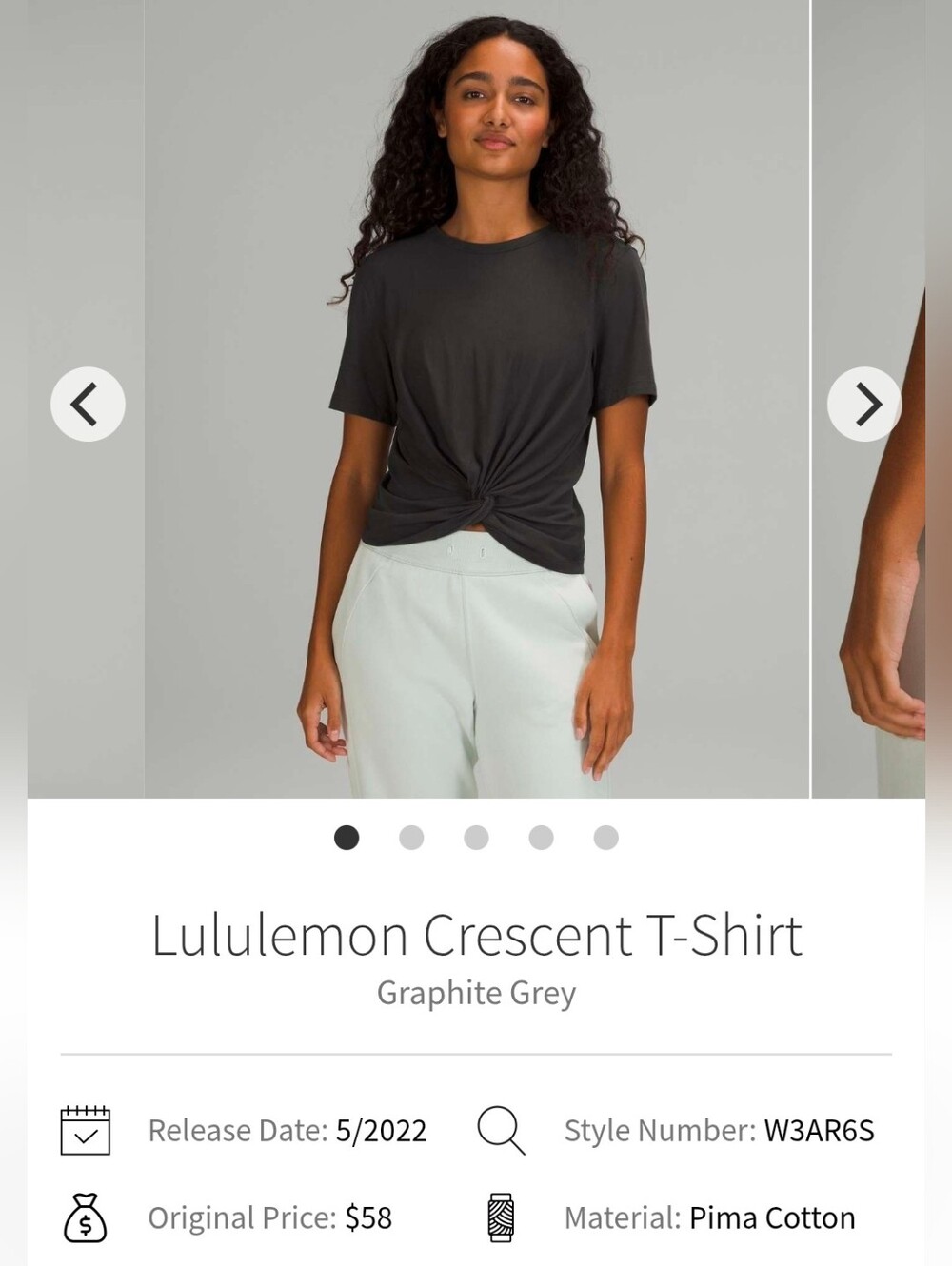 Lululemom Womesn Crescent T-shirt - Black - Size 4